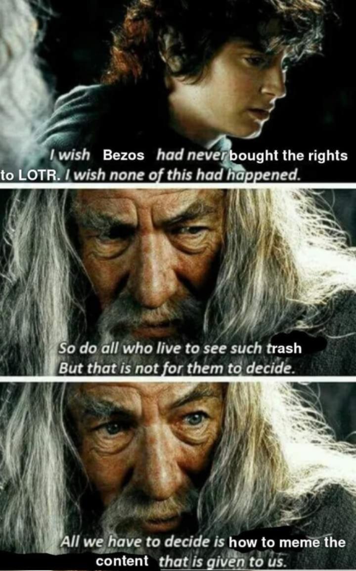 POV: You're on Reddit and just said Rings of Power was an okay show. :  r/lotrmemes